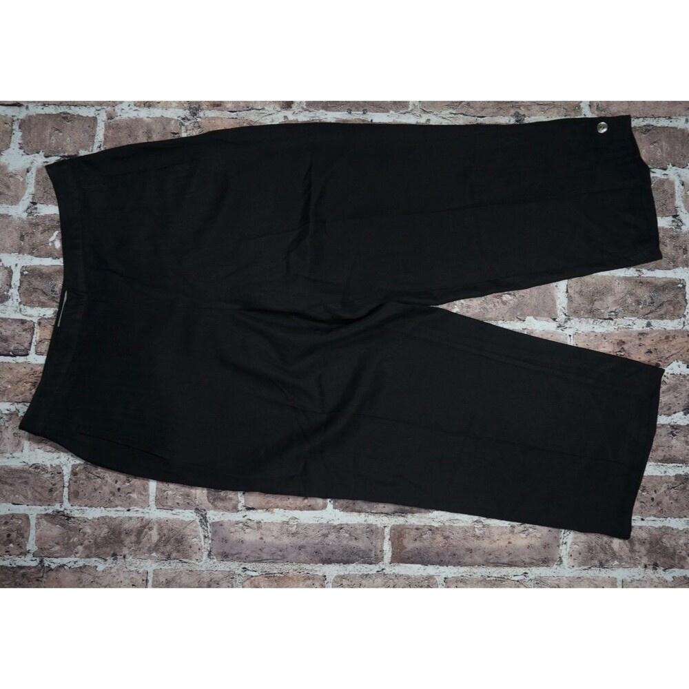 VTG Tommy Bahama Silk Crop Black Pants Womens 8 High Waist Coastal Tropical Chic